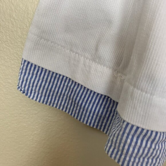 Little Me Short Sleeve Dress White Blue Seersucker Classic Girls 9 Months - Picture 6 of 15